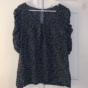 Halogen Ruched Leopard Print Blouse